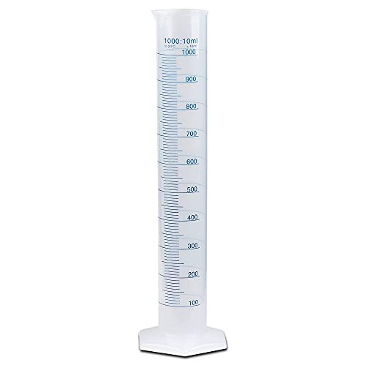 Heavy Duty Graduated Plastic Cylinder 1000ml Capacity High Durability Plastic For Labware Biology Chemistry Laboratory