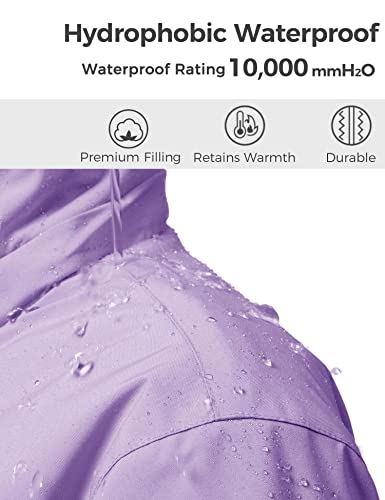 wantdo Girls' Waterproof Winter Coat Fleece Ski Jacket Hooded Snow Coat Warm Raincoat Outerwear3