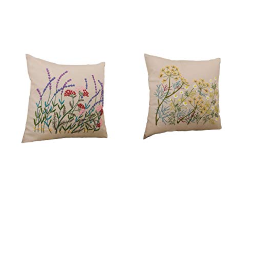 Milageto 2Pcs Embroidery Kit Stick and Stitch Embroidery Patterns Latch Hook Cushions Pillow Cover Stitch Cross Stitch Kits for Adults Beginners DIY Sewing Craft