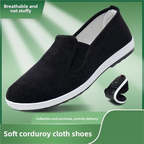 Summer Beijing Cloth Shoes Men's Corduroy Casual Slip-On Work Shoes Breathable Lazy Casual Rubber2