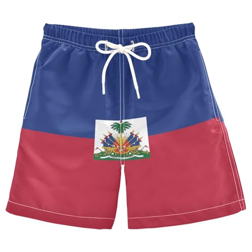 Haiti Flag Boys Swim Trunk Quick Dry Beach Board Shorts Swimsuit Bathing Suit with Pockets