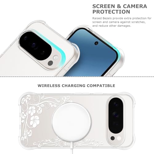 Coque Google Pixel 10 Pro XL transparente fleurs mignonnes et souples