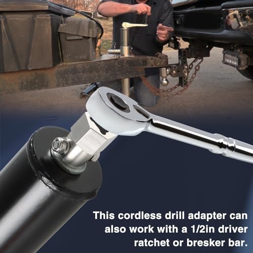 Evrbul EVHDA28921 Upgraded Stainless Steel Top Wind Trailer Jack Crank Handle Cordless Drill Adapter thumb #7