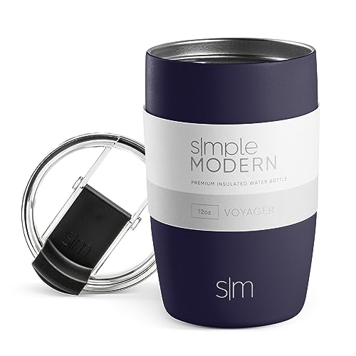 Simple Modern Travel Coffee Mug Tumbler with Flip Lid | Reusable Insulated Stainless Steel Cold Brew Iced Coffee Cup Thermos | Gifts for Women Men Him Her | Voyager Collection | 12oz | Night Sky
