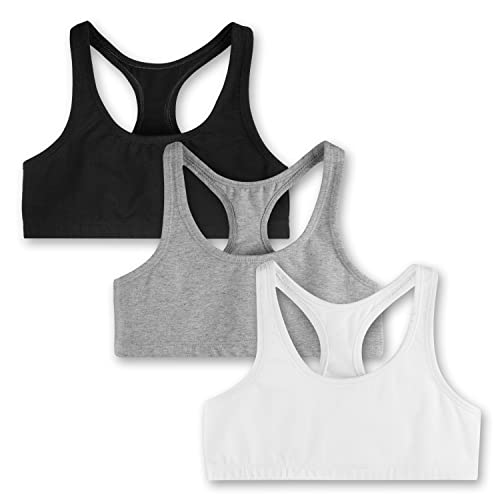 Mightly Girls' Racerback Sports Bra | Organic Cotton Fair Trade Certified 3-Pack Training Bra