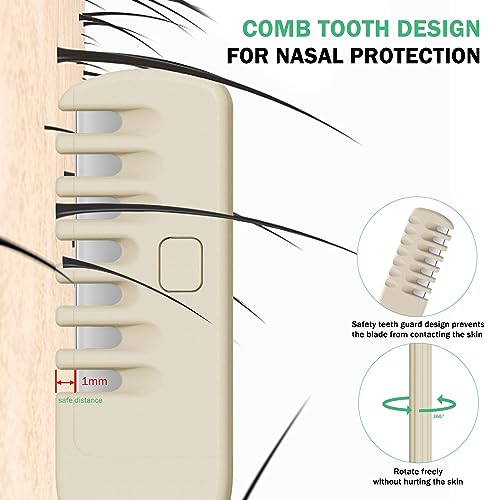 BEZOX Manual Nose Hair Trimmer (Pack of 3) - Rotating Nasal Hair Razor Cutter with Ear Picker for Women and Men - Portable Nostril Hair Remover Tools