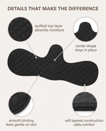 RAMGLYO Lot de 3 Coussinets Anti-Transpiration Soutien-Gorge Noirs – sous-Poitrine en Coton, Réutilisables et Lavables – Respirants pour Sport et Allaitement – vue 3