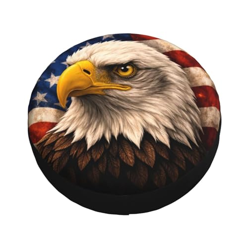 Image of American Flag Eagle Spare Tire Cover - Funny Wheel Protectors Waterproof Universal Wheel Cover for SUV Rv Travel Trailer Camper Truck 16 Inch