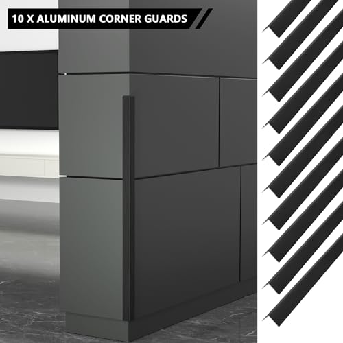 Image of 10pcs 48 inch L*1.42 inch W Aluminum Self-Adhesive Wall Corner Protectors, Wall Furniture Bumper, Safety Baby Proofing Corner Cushion Table Edge，Wide Coverage and Easy to Install - Black
