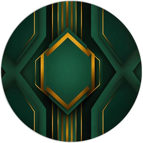 Tapis rond 80 cm géométrique vert militaire pour salon moderne - 6