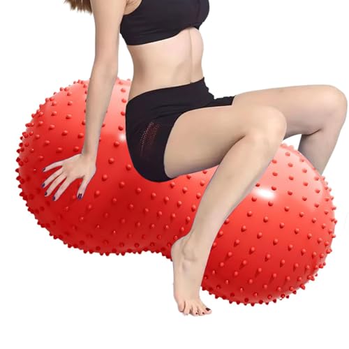 harayaa Peanut Ball, Extra Thick Anti-Burst Sensory Exercise Peanut Shape Ball, Therapy Gym Ball Autism Sensory Toy Equipment for Kids, Adults, Yoga, Pilates, Fitness and Physical Therapy, Red - Image 2