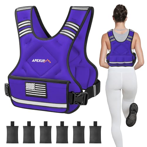 Image of APEXUP Adjustable Weighted Vest, 4-10lb /12-18lb /20-32lb Vest with 6 Ironsand Weights and Large Pocket, Weight Vest for Men Women Strength Training, Running, Walking