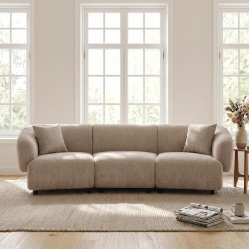 Christopher Knight Home Obito Fabric Upholstered 3-Seater Sofa, Modern Home Sofa Living Room, Wooden Large Upholstered Sofa Couch for Apartment/Home Office, Espresso