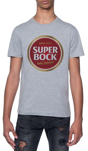 Super Bock Since 1927 Logo Camiseta Gris para Hombre De Manga Corta con Cuello Redondo Grey T-Shirt Mens