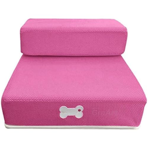 GrnArt はしごペット犬ステップ折りたたみ式リムーバブル2段ベッドソファ階段に登る (ピンク)