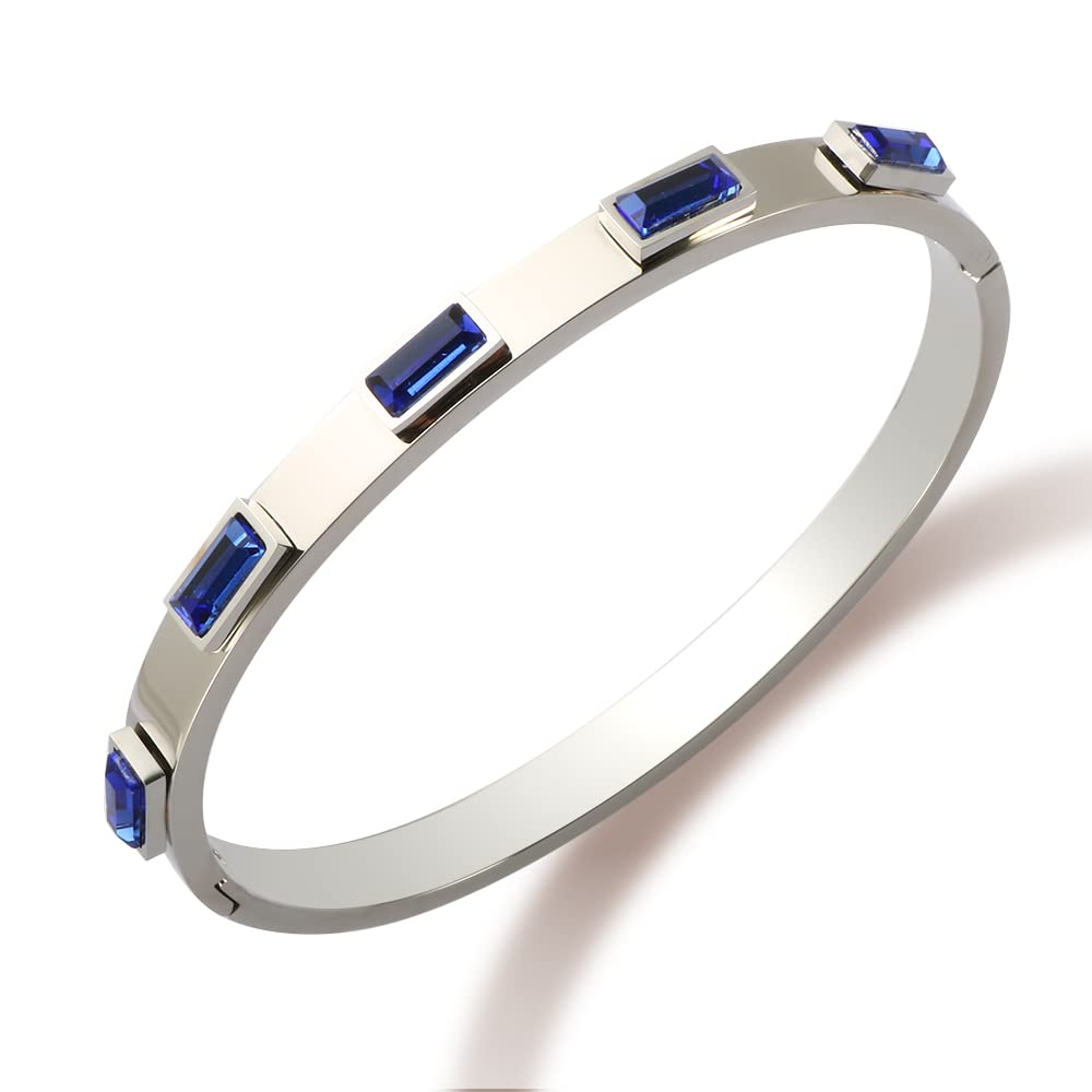 JINHUI Gold Bangles Bracelets for Women, 18K Gold Plated Green Emerald Birthstone Women’s Bangle Bracelets 6.7” Elegant Vintage Casual Gift