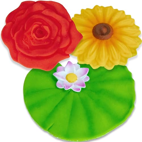 Image of SplashEZ Mold Free Bath Toys for Kids & Toddlers | No Hole Baby Bath Toys | No Mold Floating Flowers for Bathtub Water Pool Shower Infants Babies Ages 0 1 3 6 12 18 Months | 3 pcs Lily Sunflower Rose