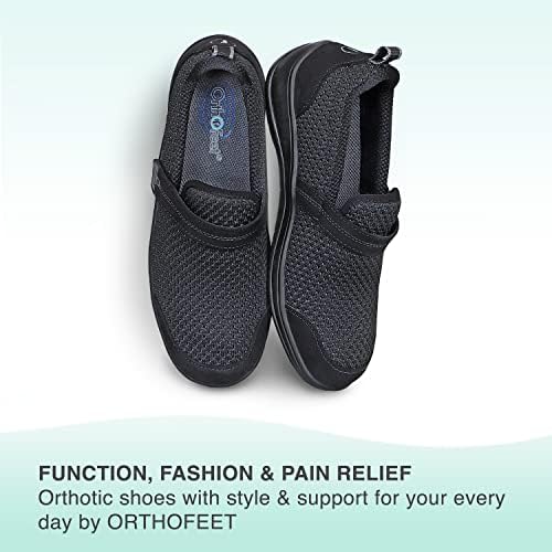 Orthofeet Women's Orthopedic Black Stretch Knit Quincy Slip-On Shoes, Size 12 | Image 5