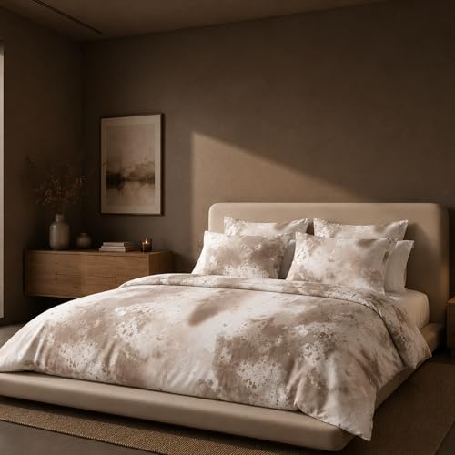 Image of VELOURA Tie-Dye Bedsheet Set, 100% Cotton, King Size 108x108 Inches, 300 Thread Count, with 2 Pillow Covers (Plum)