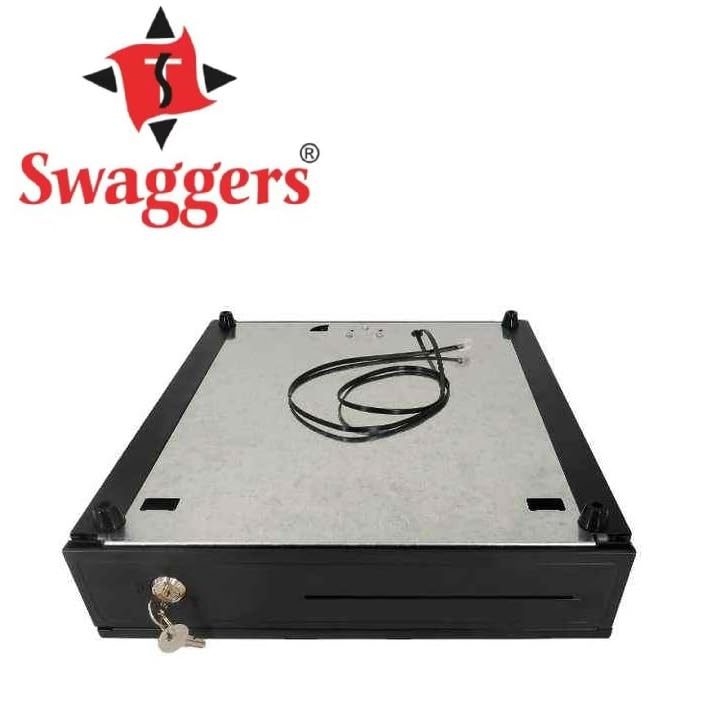 Image of swaggers Manual & Electronic Supreme Cash Drawer For Point of Sale (POS) System, 4 Bill & 2 coins (Removable Cash Tray) | Best use For Shops /bussiness /counter (Black Colour)