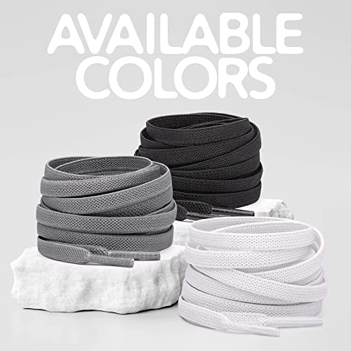 Miscly Flat Elastic Shoelaces [1 Pair] Flat Stretch Shoe Laces (54″, White) #TOP5