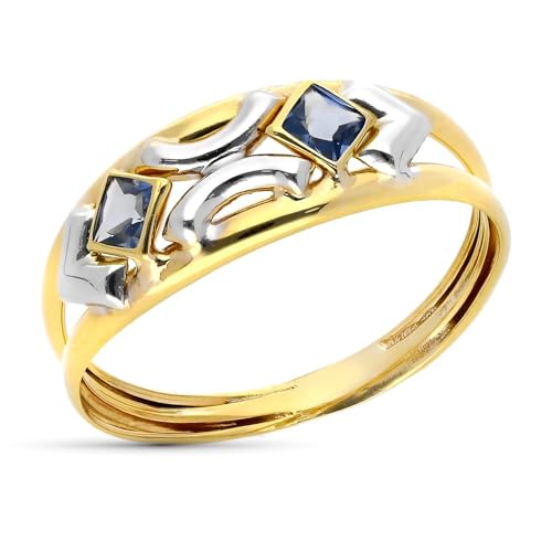 Bague or bicolore 9 carats bleu aigue-marine : le cadeau d'anniversaire idéal