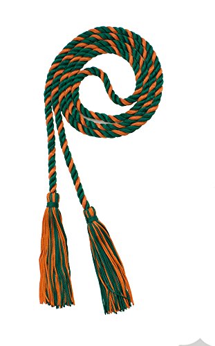 Image of Graduation Honor Cord - DK Green /Orange - Every School Color Available - Made in USA