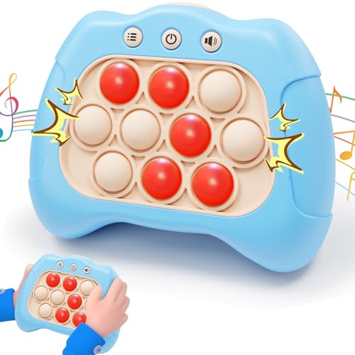 Image of Aolgen Quick Push Game，Pop Game Fidget Toys, Fast Push Bubble Game, Handheld Puzzle Game Sensory Toys ，Light Up Push Pop Game for Kids 3-12 Girls and Boys Teens Adults Decompression (Light Blue)