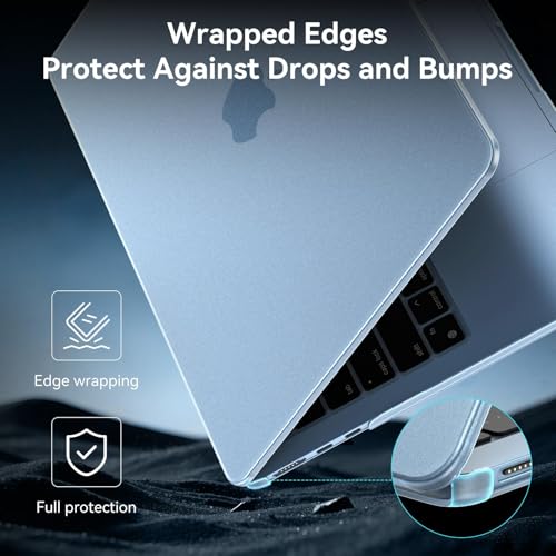 Image of BlueSwan for MacBook Air 13 inch Case M5 2026 2025-2022 M4 M3 M2 A3449 A3240 A3113 A2681, 100% Match Official Color, Scratch Resistant Air 13.6 Hard Shell Protective Laptop Cover, Matte Sky Blue Clear
