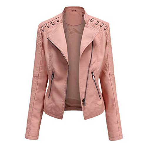 Veste en cuir synthétique femme rose pour vos sorties en ville