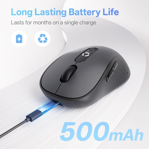 XBG B15 Tri-Mode Wireless Mouse, Bluetooth 5.0/4.0 & 2.4G, 5 Adjustable DPI, Type-C Rechargeable with 3-Level Battery Indicator, Ergonomic Silent Design for Office/Laptop/Travel by XBG - Image 5