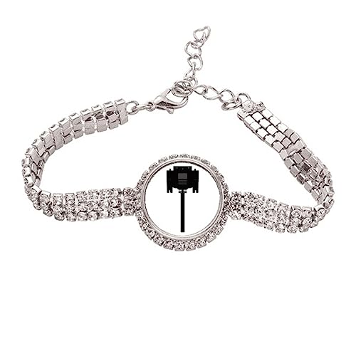 Bracelet de cheville noir taille M avec chaîne tennis en métal