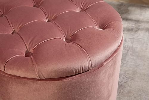 Riess Ambiente Eleganter Hocker MODERN BAROCK 50cm Altrosa Samt Couchtisch Tisch Aufbewahrungskorb Sitzhocker – Bild 7