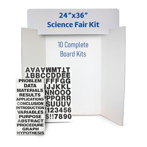 Flipside Products 36" x 48" Project Board Kit, 10 Pack, School Presentation Display Board and Supplies, Trifold Kits, Letters, Titles, Header Display, Presentation, All in One