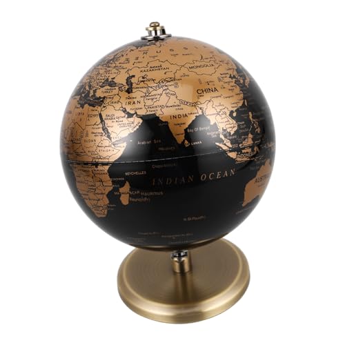 BESTonZON Globo Decorativo Giratorio Vintage con Soporte de Bronce para Oficina y Hogar Adorno Elegante de Escritorio y Herramienta Educativa Interactiva