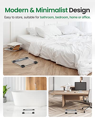 Fitindex Bathroom Scale For Body Weight, Clear Digital Weighing Scale With Large Lcd Display, High Precision Sensors, Transparent And Slim Tempered Glass, 400 Lbs #TOP6