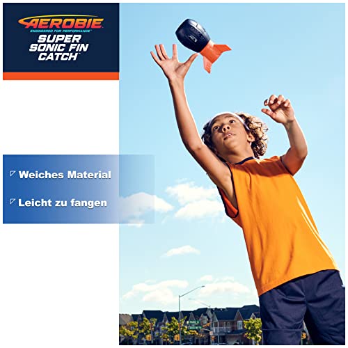 Aerobie Super Sonic Fin Catch Football, Outdoor-Spielzeug aus weichem Material, für Kinder und Erwachsene ab 8 Jahren, Blau/Orange