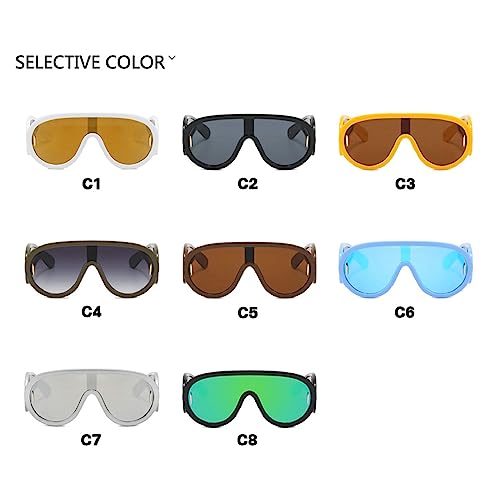 Fashion One Piece Shield Y2K Sunglasses For Women Vintage Oversized Flat Mirror Sun Glasses Female Sexy Pilot Shades4