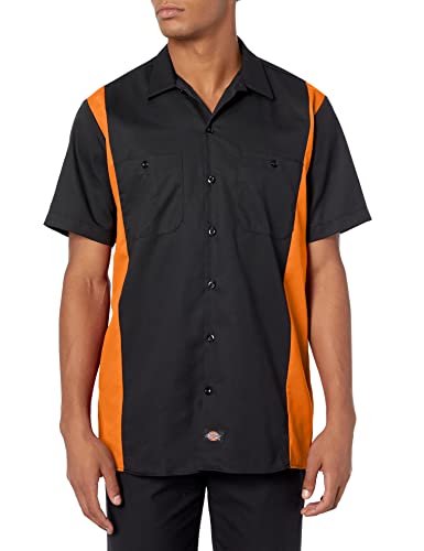 Dickies Men's Big and Tall Short-Sleeve Work Shirt, Black/Orange, 3X-Large