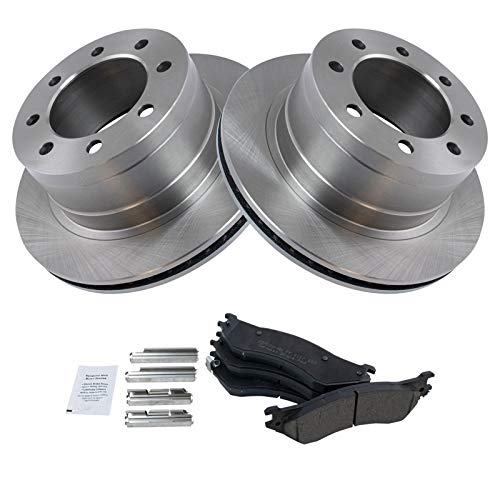 Image of TRQ Rear Brake Pad & Rotor Kit Ceramic Compatible with 2006-2008 Dodge Ram 1500 2003-2008 Ram 2500, 3500