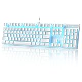 MageGee Mechanical Gaming Keyboard, Wired USB Adjustable Backlight Keyboard, New Mechanical Storm 100% Anti-ghosting Keyboards with Blue Switches for Windows PC/MAC Games (White)