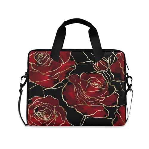 Maletín para portátil elegante con flores negras 15.6" miniatura 1