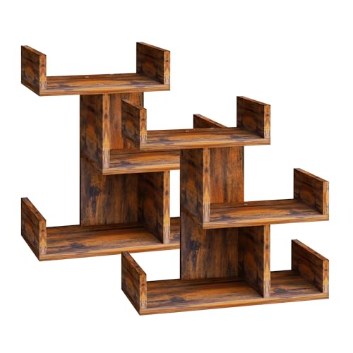 YUJSBHJAN Display Shelf Desktop Bookshelf Wood Desktop Bookshelf for Living Room, Bedroom Shelves for Decor 13.4”L*6.30”W*14.2”H Inches Rustic Brown