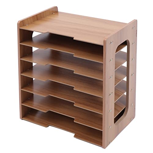 Pinkelin 7 Tier Wood Desk File Organizer, Letter Tray Organizer, Mail Organizer Countertop, Paper File Organizer for Home Office and Classroom, 14.17 x 9.84 x 15.16 Inch