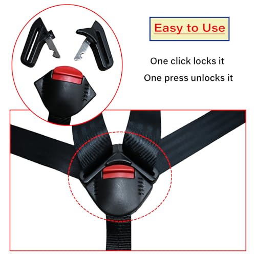 Image of Universal 5 Point Seat Chest Harness with Locking Buckle Adjustable Straps Replacement Part for Highchair Stroller Pushchair