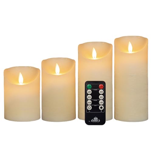 4er Set LED Kerzen Echtwachs flackernde Flamme Elfenbein Ivory ø...