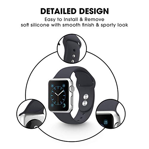 Image of GRIPP Soft Silicone Watch Strap for 40mm /41mm /42mm, Watch Series 11 /10 /9 /8 /7 /6 /5 /4 /3 /2 /1, SE 3 /2 /1, Slim, Lightweight, Adjustable (Watch Not Included) - Charcoal