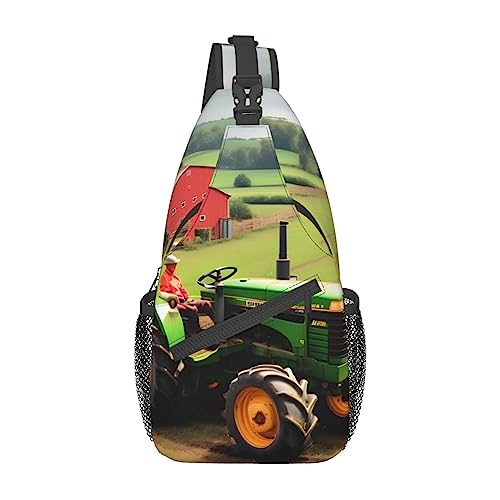 Sac à dos sling imprimé tracteur noir sac de poitrine multifonction voyage
