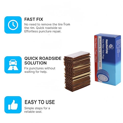 HappyBeeFlying Tire Plugs 150pcs,Rubber Tire Repair Plugs Automotive Tire Puncture Repair Tool 4" x 1/4" for Tubeless Tires