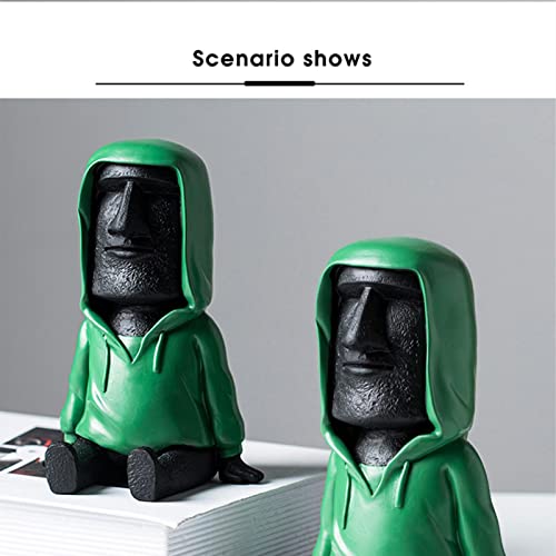 Estátua de Moai da Ilha Antiga,Escultura Moai retrô com suporte para smartphone | Porta-canetas deco